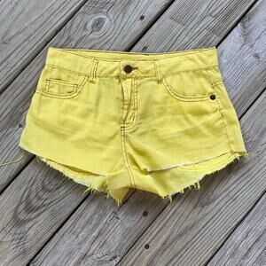 Farm Rio Women's Bright Yellow Cut Off Shorts Size 36 (28" Waist)